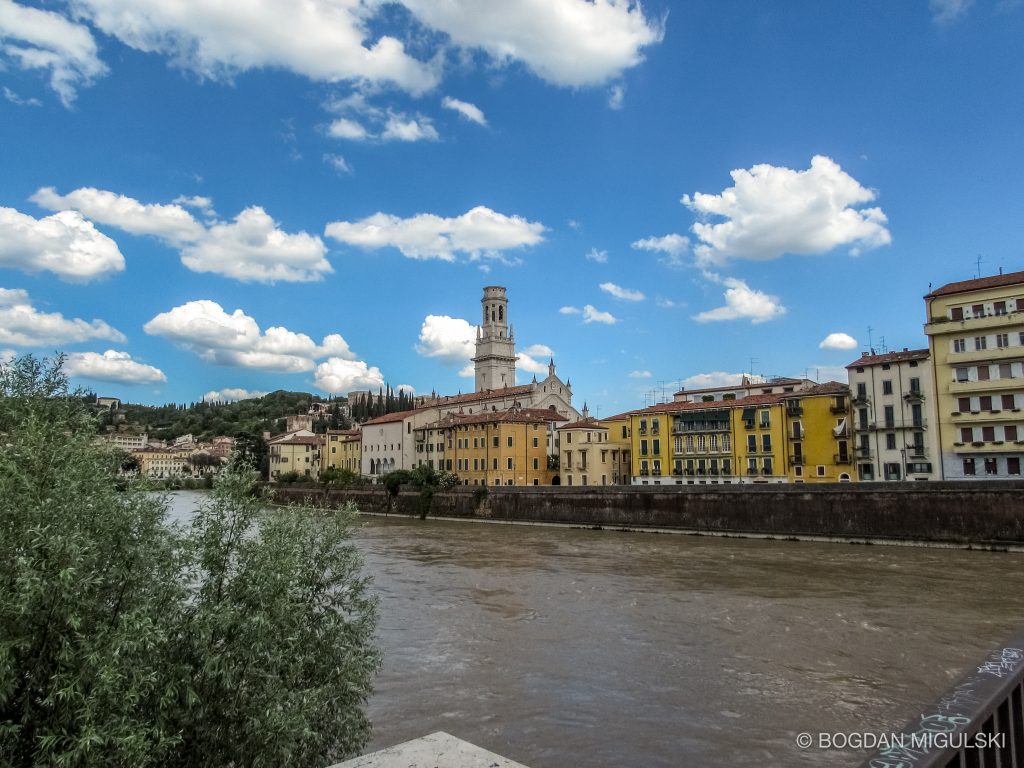 Adige River in Verona, Italy.