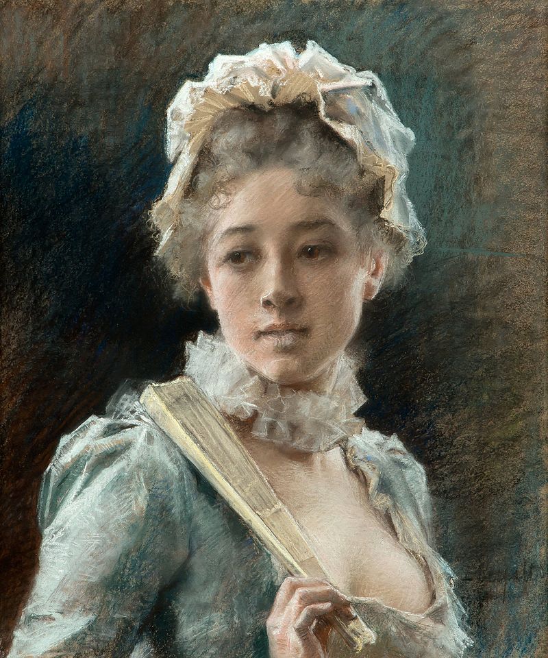 "Young Woman with a Fan," by Albert Edelfelt.