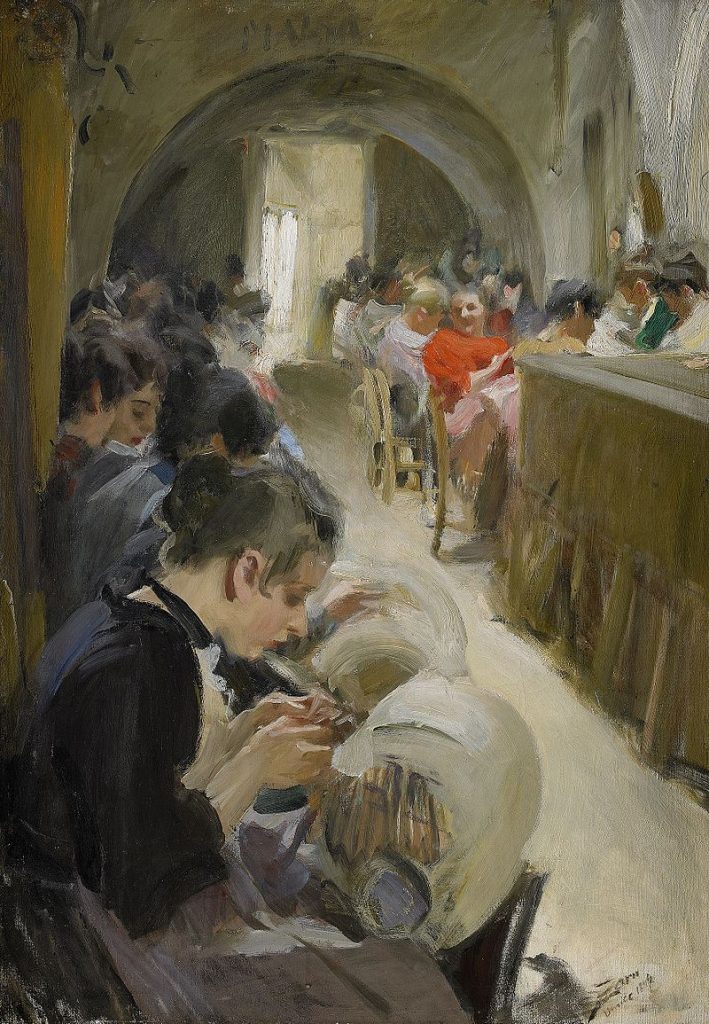 "Lace Making in Venice," by Anders Zorn.