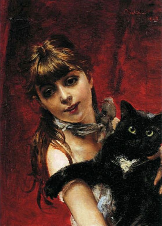 "The Girl With A Black Cat," by Giovanni Boldini.