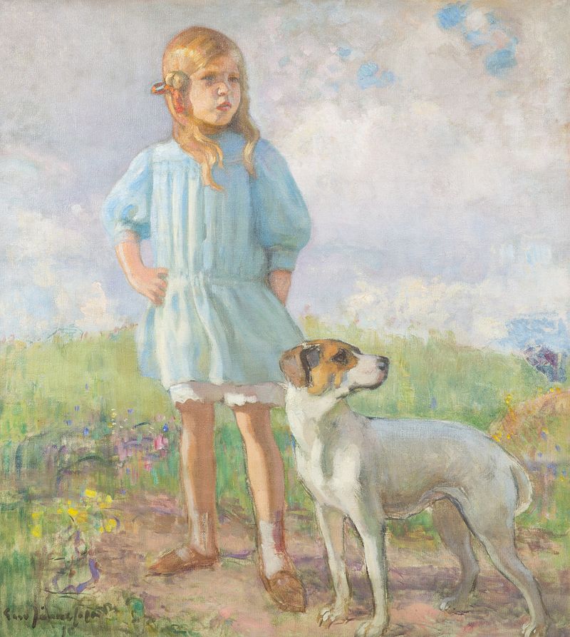 "Girl With a Dog," by Eero Järnefelt