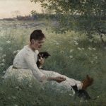 "Girl With Cats in a Summer Landscape," by Elin Danielson-Gambogi.