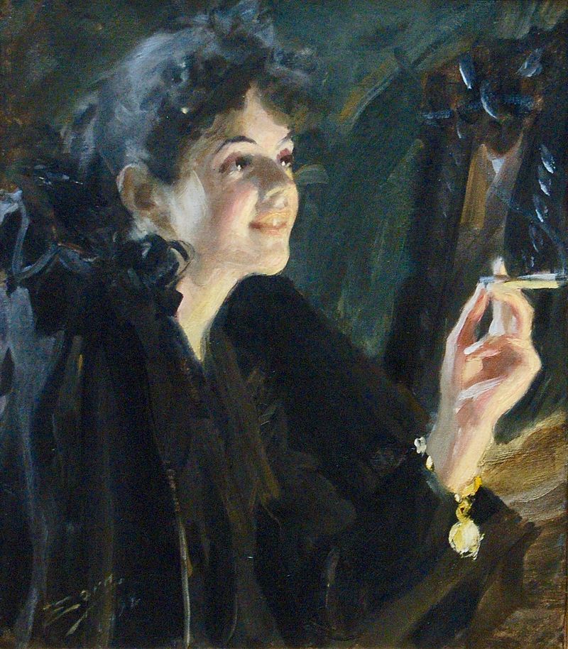 The painting, "The Girl With The Cigarette," by Anders Zorn.