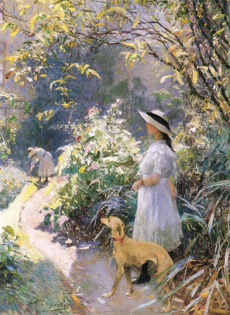 "La Jeune Fille et le Lévrier dans le Jardin," by Evariste Carpentier.