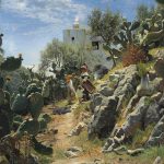"Ved Middagstid Pa En Kaktus Plantation I Capri," by Peder Mønsted.