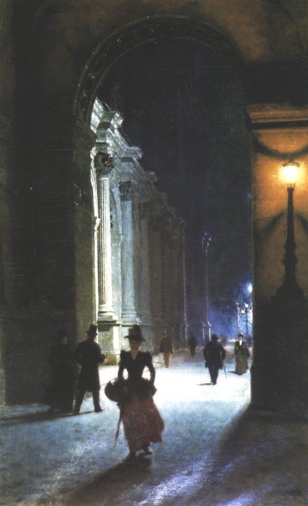 "Louvre At Night," by Aleksander Gierymski.