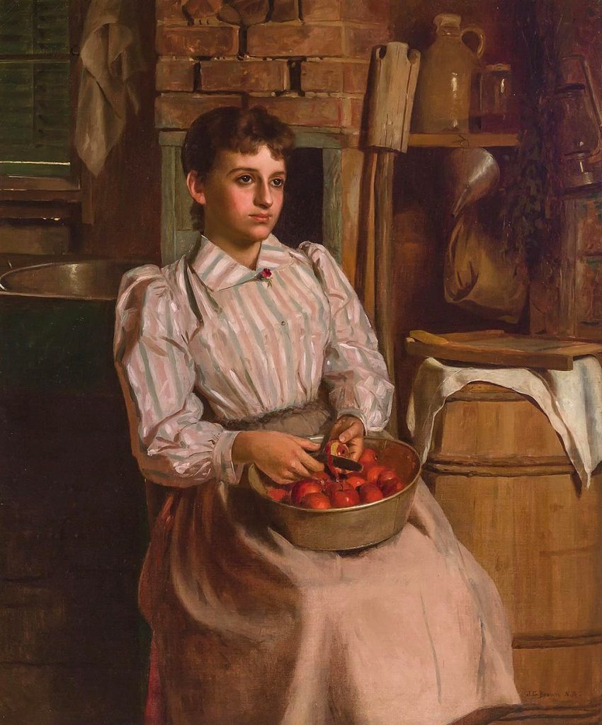 "A Young Woman Paring Apples," by John George Brown.