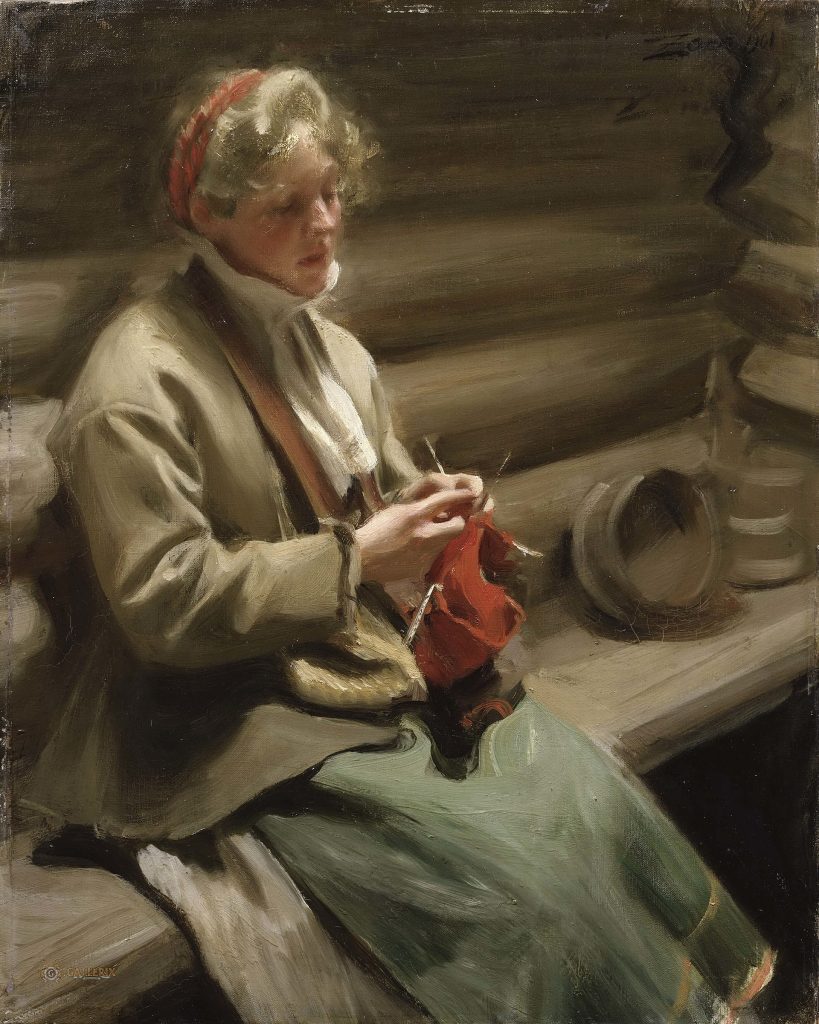 "Girl Knitting," by Anders Zorn.