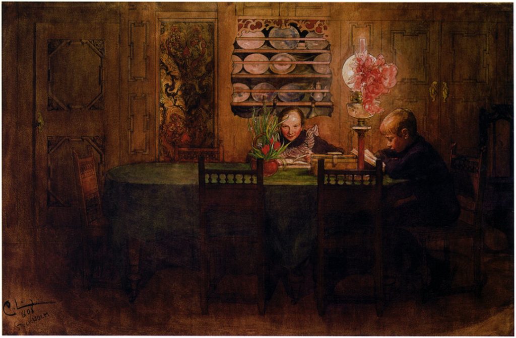 "Läxläsning," by Carl Larsson.
