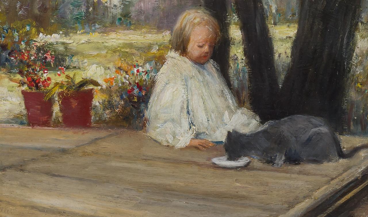 "Little Girle With A Cat," by Richard Edward Miller.