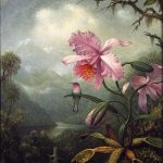 "Hummingbird Perched on an Orchid Plant," by Martin Johnson Heade.