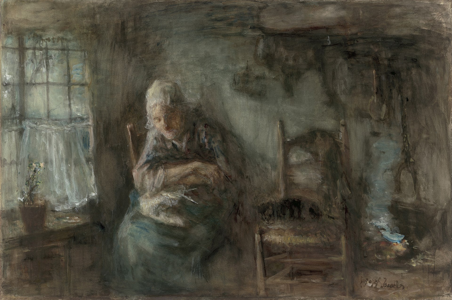 "Oude Vissersvrouw," by Jozef Israëls.