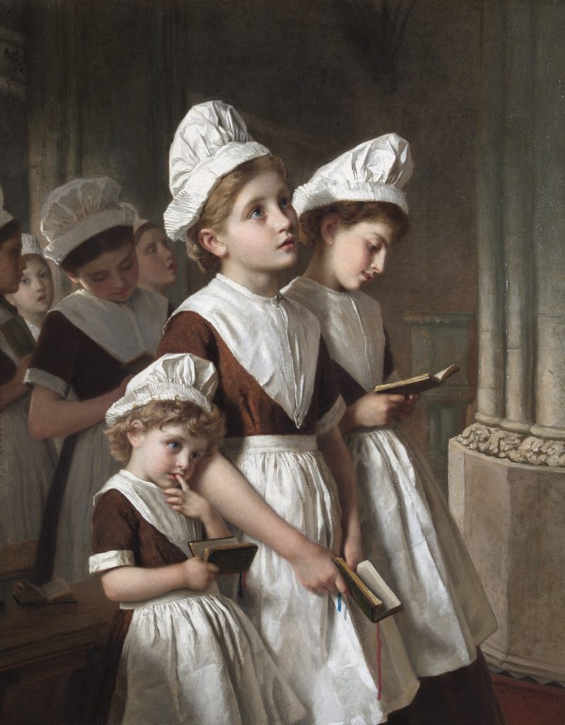 "Foundling Girls at Prayer in the Chapel," by Sophie Gengembre Anderson.