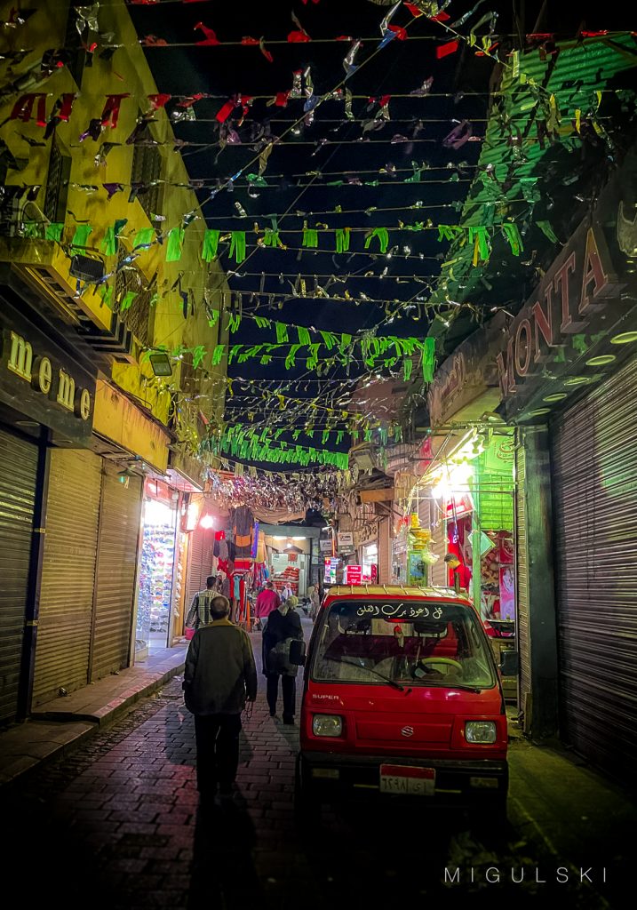 A Ramadan night scene in Cairo, Egypt.