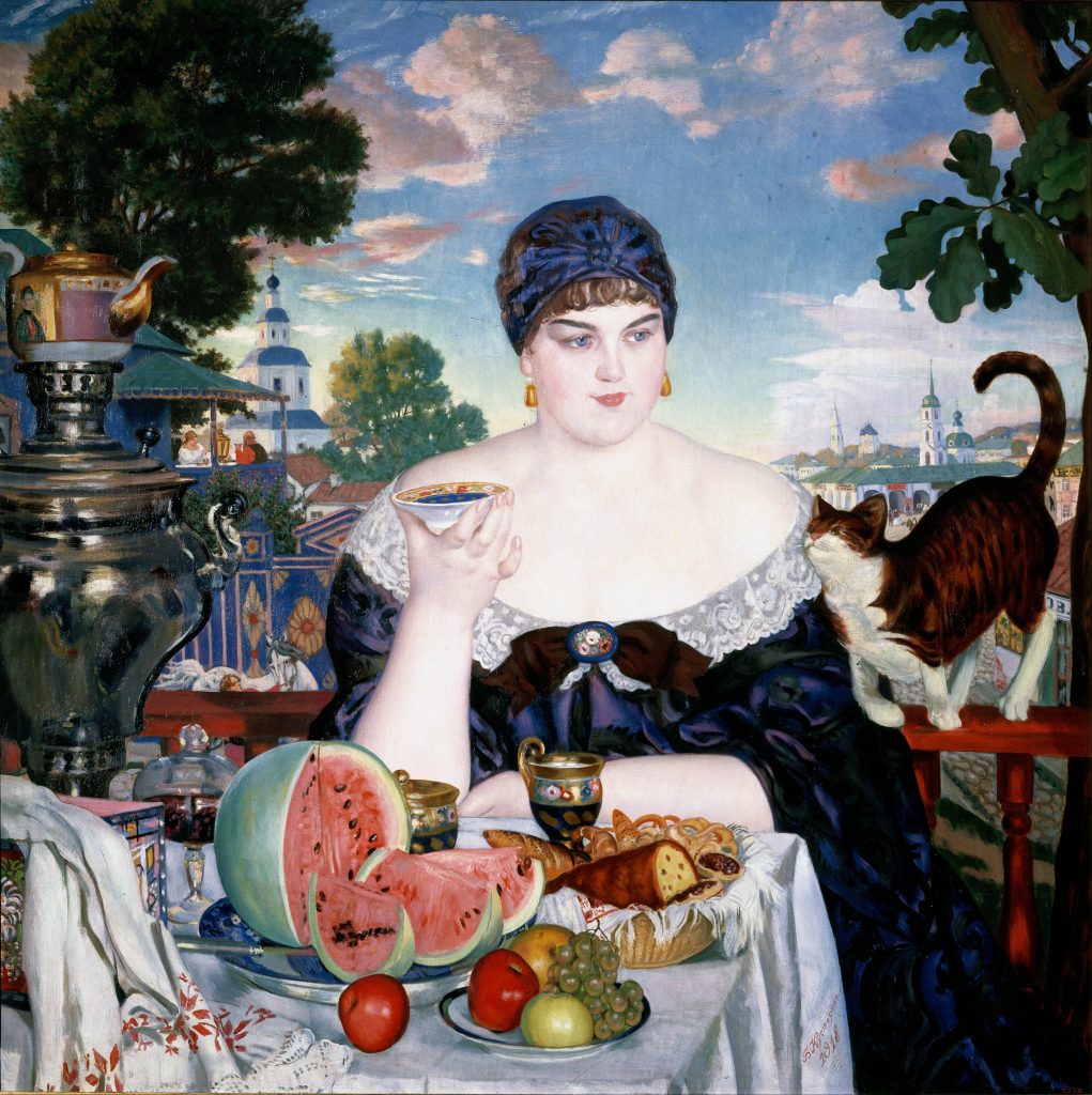 "Merchant's Wife At Tea," by Boris Kustodiev.