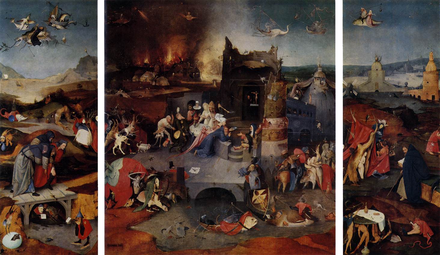 "Triptych Of Temptation Of St. Anthony," by Hieronymus Bosch.