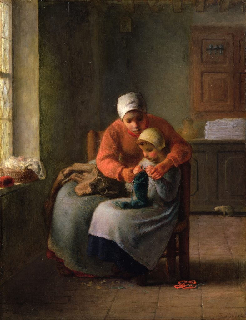 "Le Lecon A Tricoter," by Jean-François Millet.