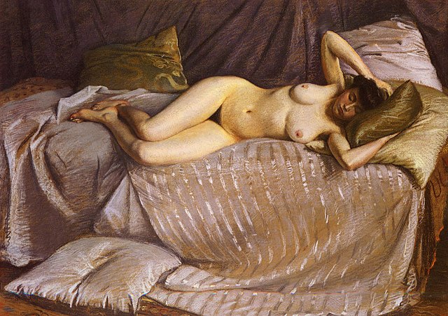 "Femme Nue Etendue Sur Un Divan," by Gustave Caillebotte.