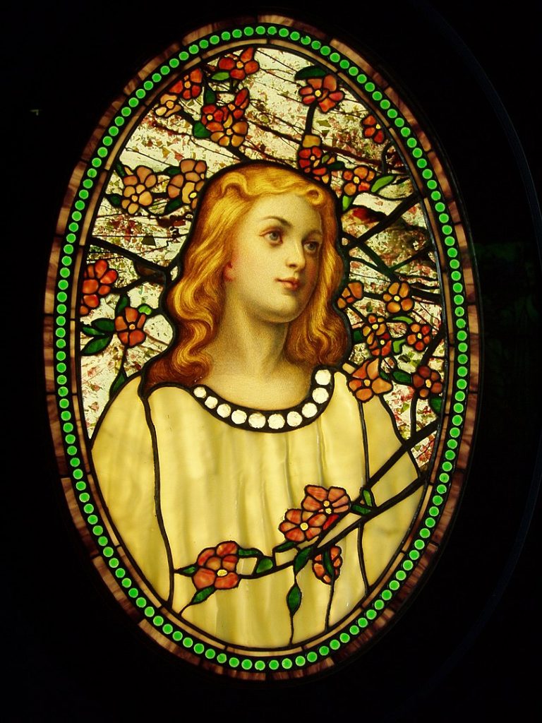 "Girl With Cherry Blossoms," by Louis Comfort Tiffany.
