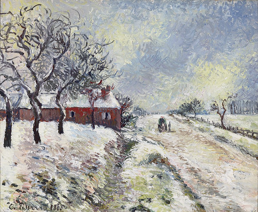 "Route Enneigee Avec Maison Environs D'Eragny," by Camille Pissarro.