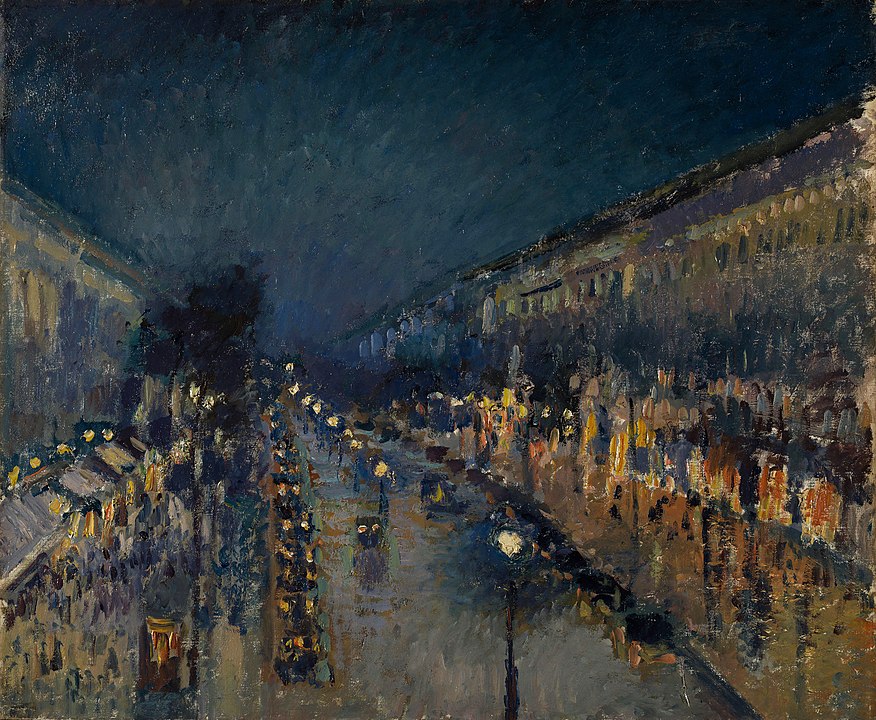 "Boulevard Montmartre At Night," by Camille Pissarro.