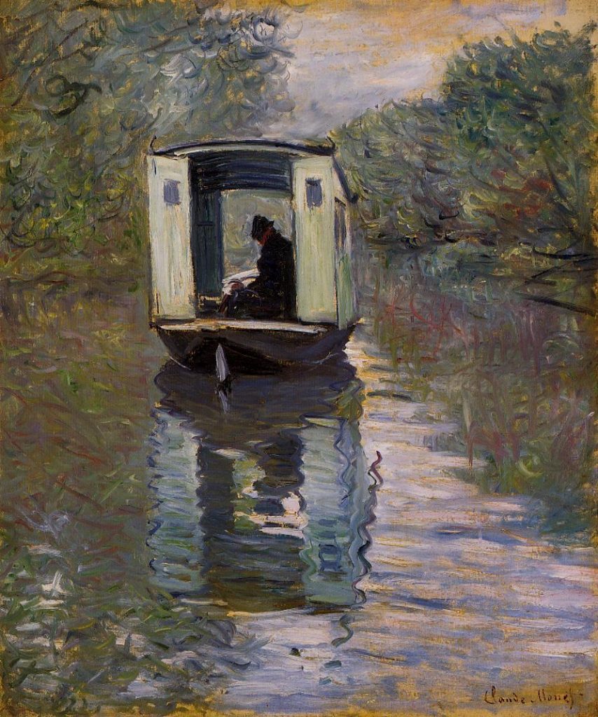"Le Bateau Atelier," by Claude Monet.