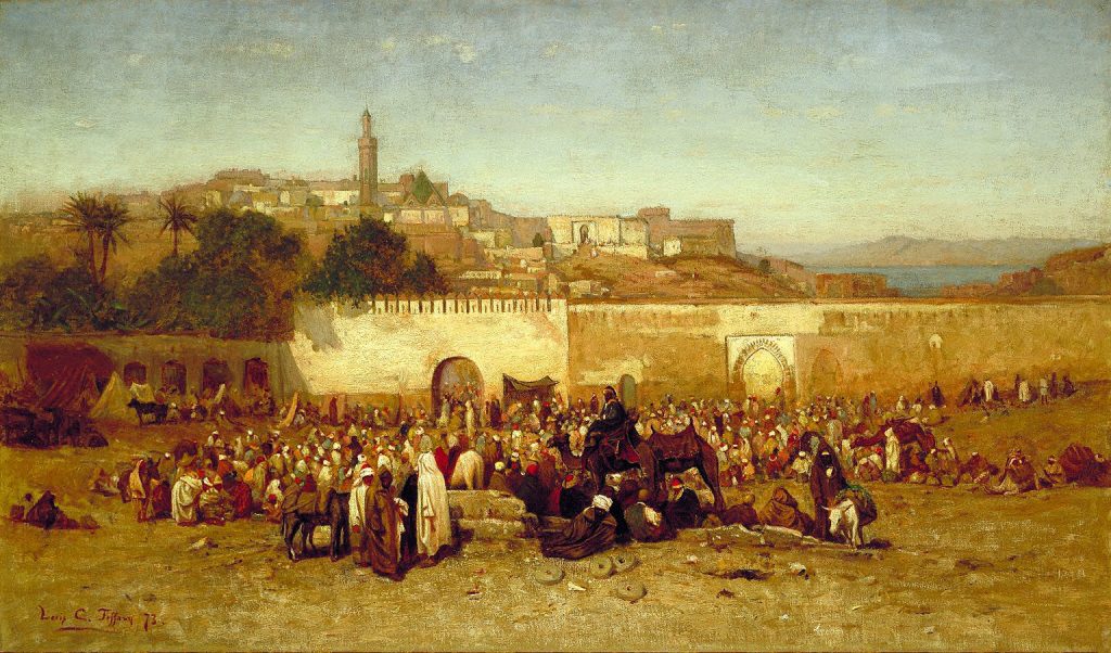 "Market Day Outside The Walls Of Tangiers," by Louis Comfort Tiffany.