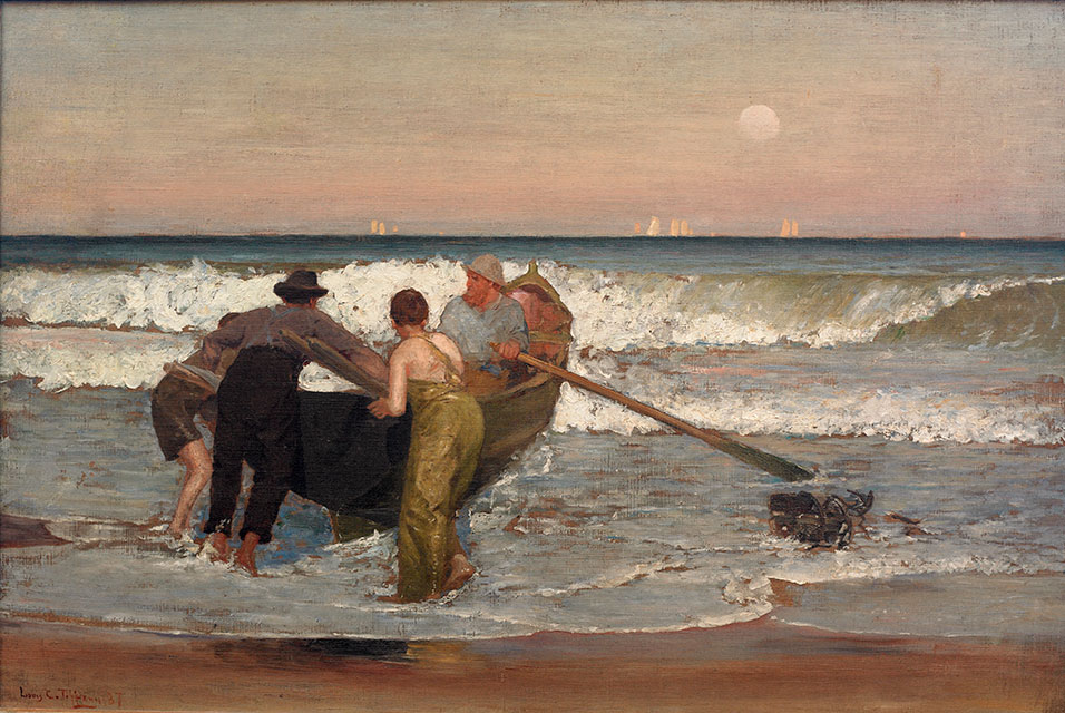 "Pushing Off The Boat, Sea Bright New Jersey," by Louis Comfort Tiffany.