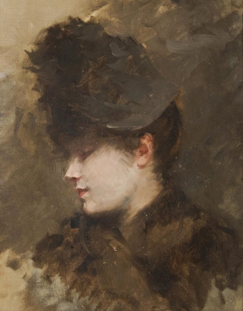 "Female Head In Profile With A Small Hat," by Giuseppe De Nittis.