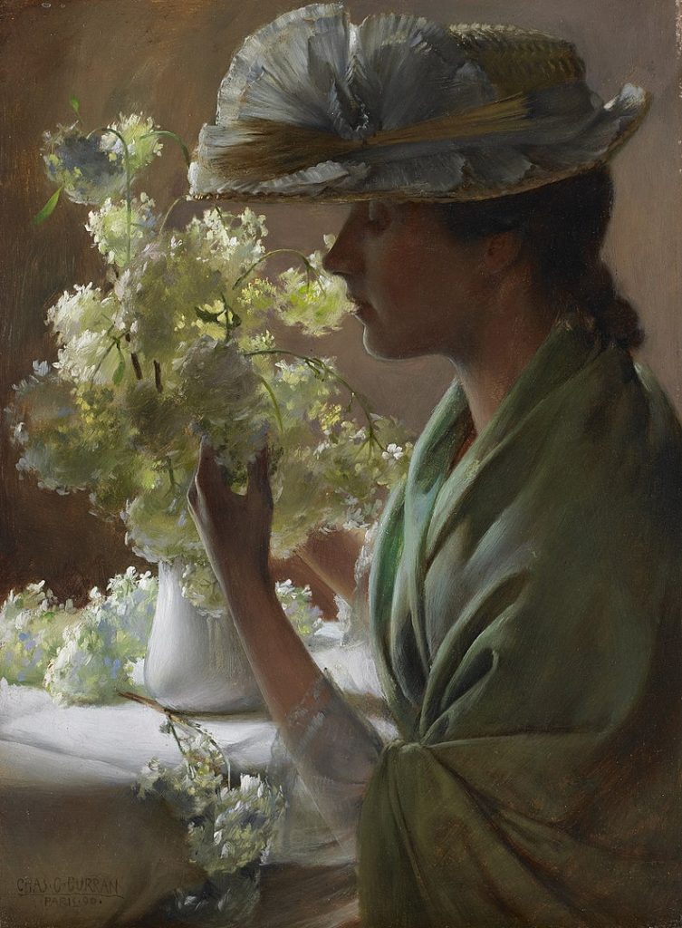 "Lady With A Bouquet" by Charles Courtney Curran.