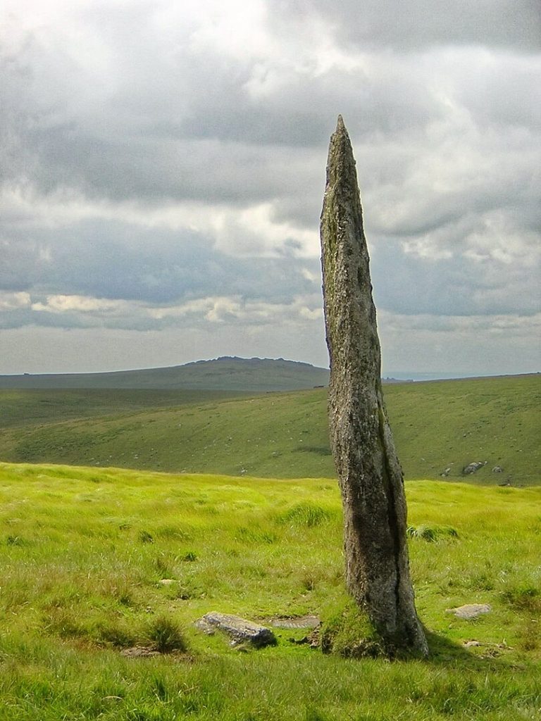 Beardown Man standing stone, Dartmoor National Park, Devonshire, England.