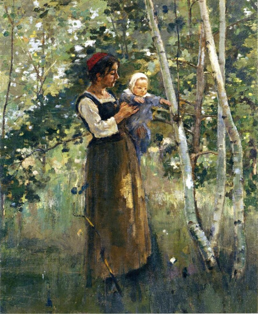"Mother And Child By The Hearth" by Theodore Robinson