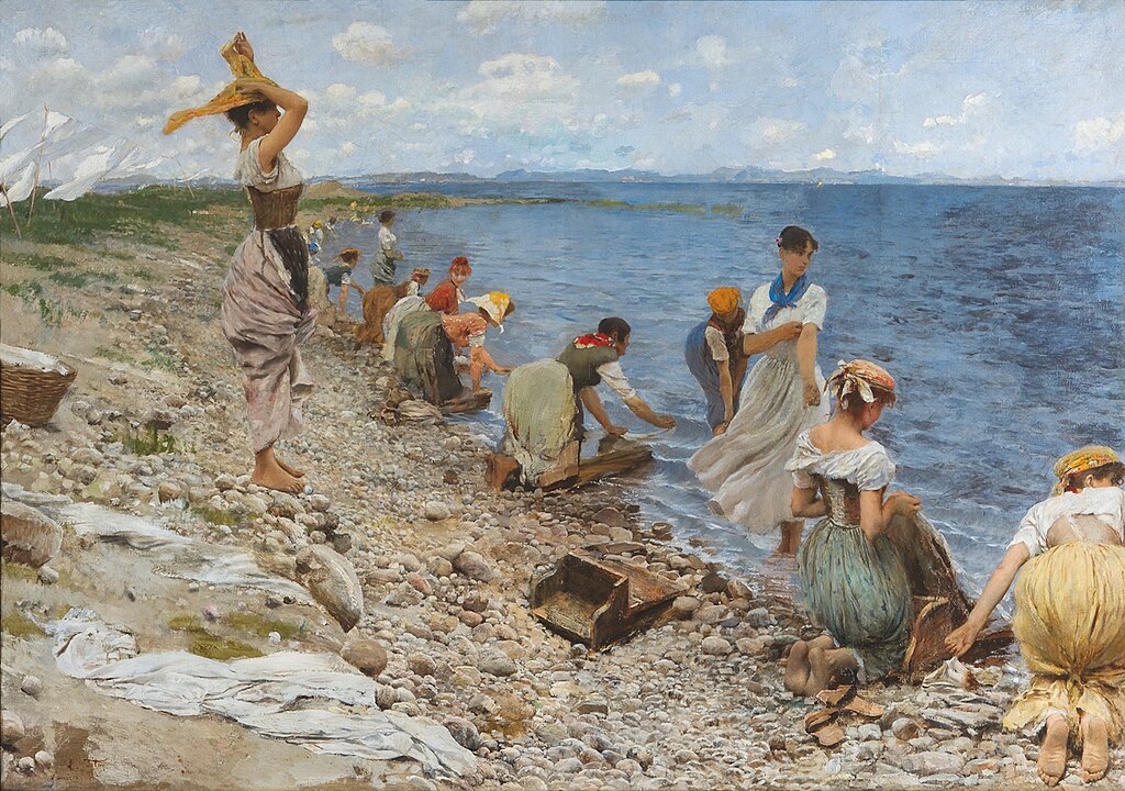 "Washerwomen On Lake Garda," by Ettore Tito.