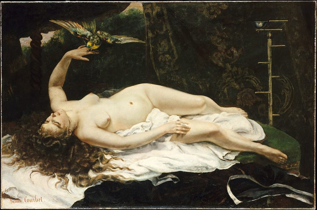"Woman With A Parrot" by Gustave Courbet.