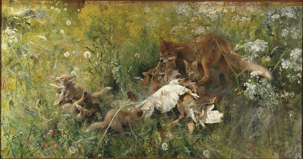 "A Fox Family," by Bruno Liljefors.
