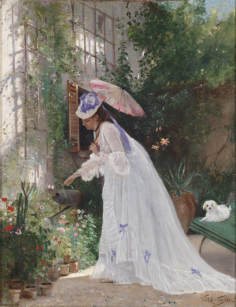 "Liebevolle Blumenpflege," by Victor Gabriel Gilbert.