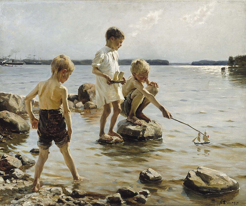 "Boys Playing On The Shore," by Albert Edelfelt.