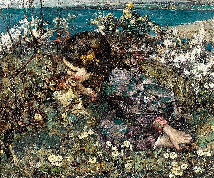 "Among The Primroses," by Edward Atkinson Hornel.