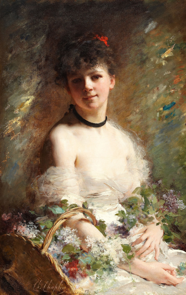 "Young Woman With Flower Basket," by Charles Joshua Chaplin.