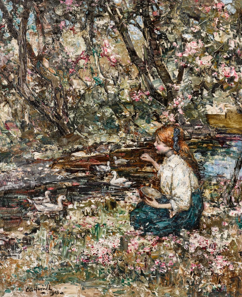 "Feeding The Ducks," by Edward Atkinson Hornel.