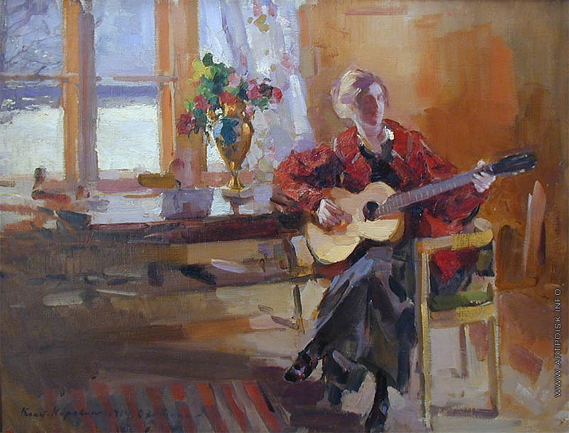 "Girl With A Guitar," by Konstantin Korovin.