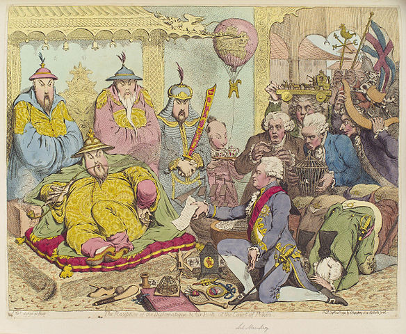 "The Reception Of The Diplomatique And His Suite At The Court Of Pekin," by James Gillray.