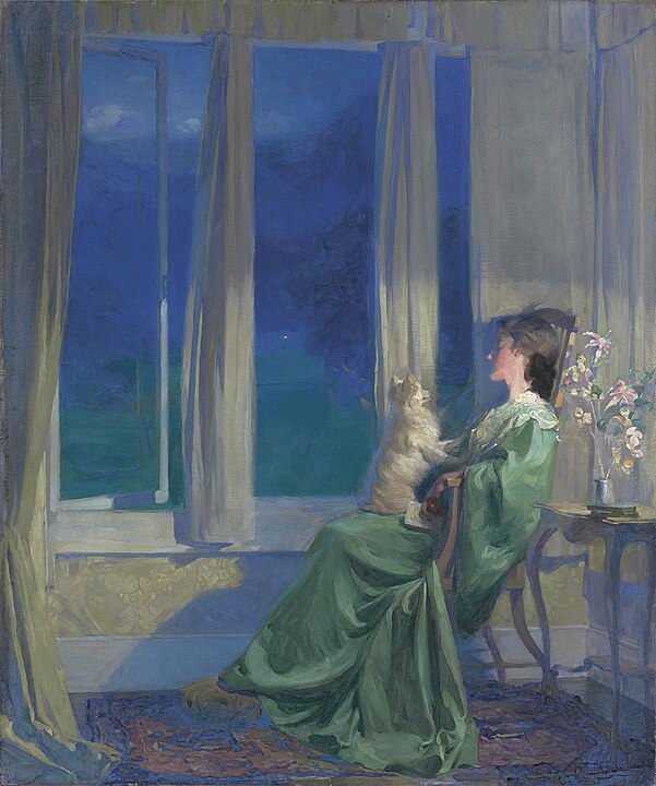 "When The Blue Evening Slowly Falls," by Frank Bramley.