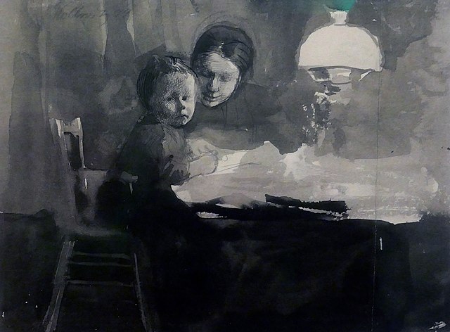 "Hans Kollwitz Avec Sa Nourrice," by Käthe Kollwitz.