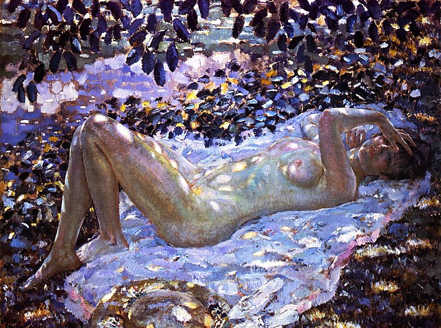 "Nude In Dappled Sunlight," by Frederick Carl Frieseke.