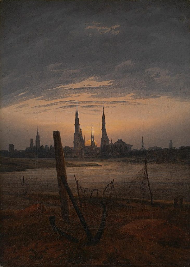 "Stadt Bei Mondaufgang," by Caspar David Friedrich.