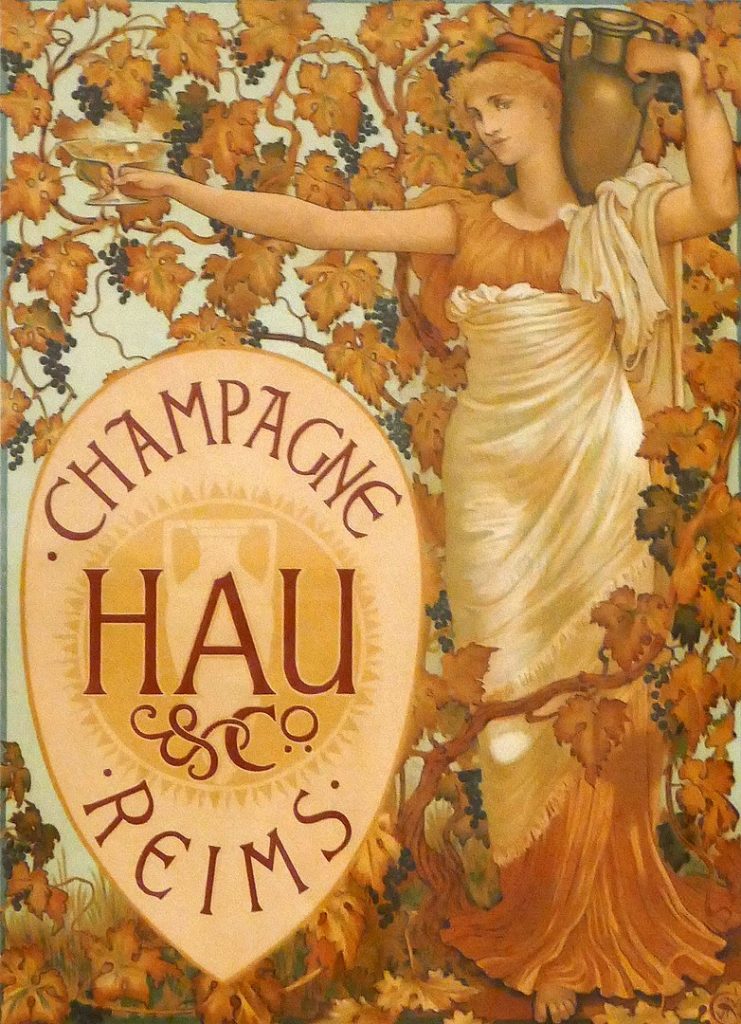 "Champagne Hau & Co, Reims," by Walter Crane.