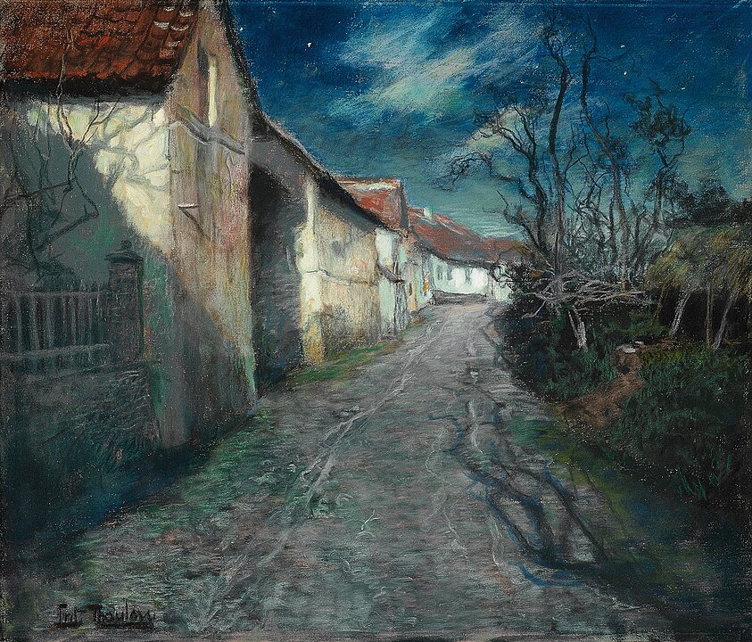 "A Street In Moonlight," by Frits Thaulow.