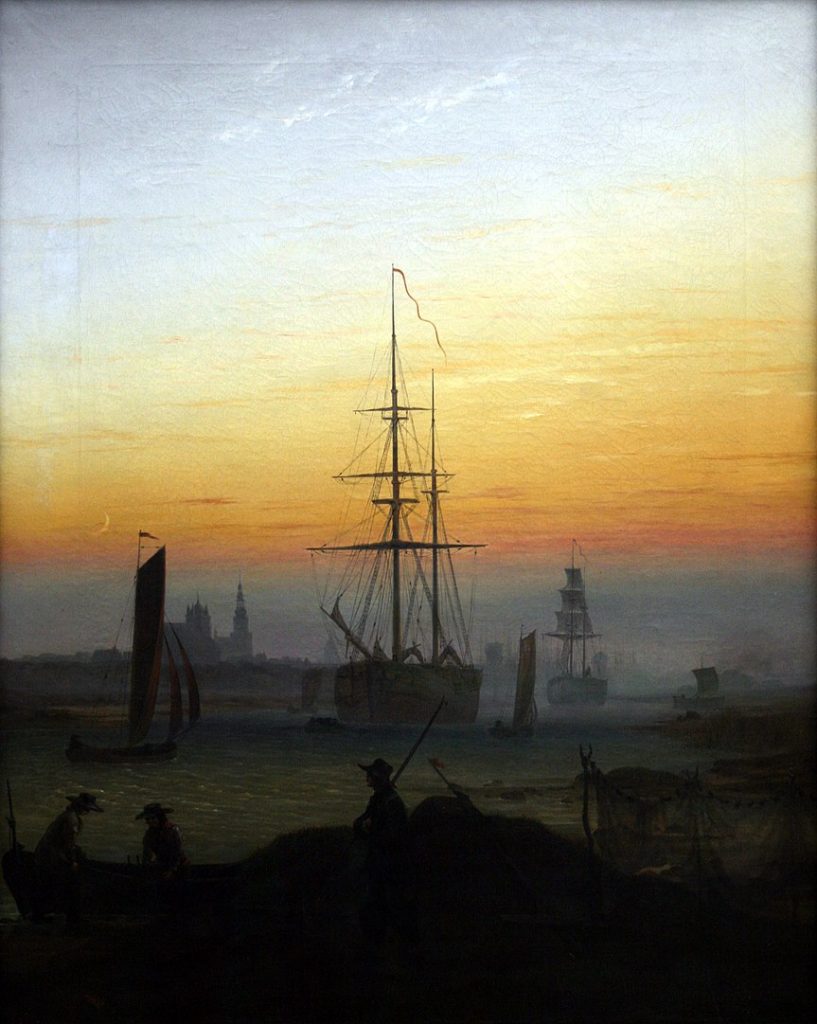 "Greifswald Harbor," by Caspar David Friedrich.