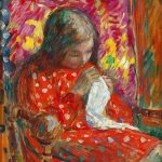 "Jeune Fille Cousant," by Henri Lebasque.